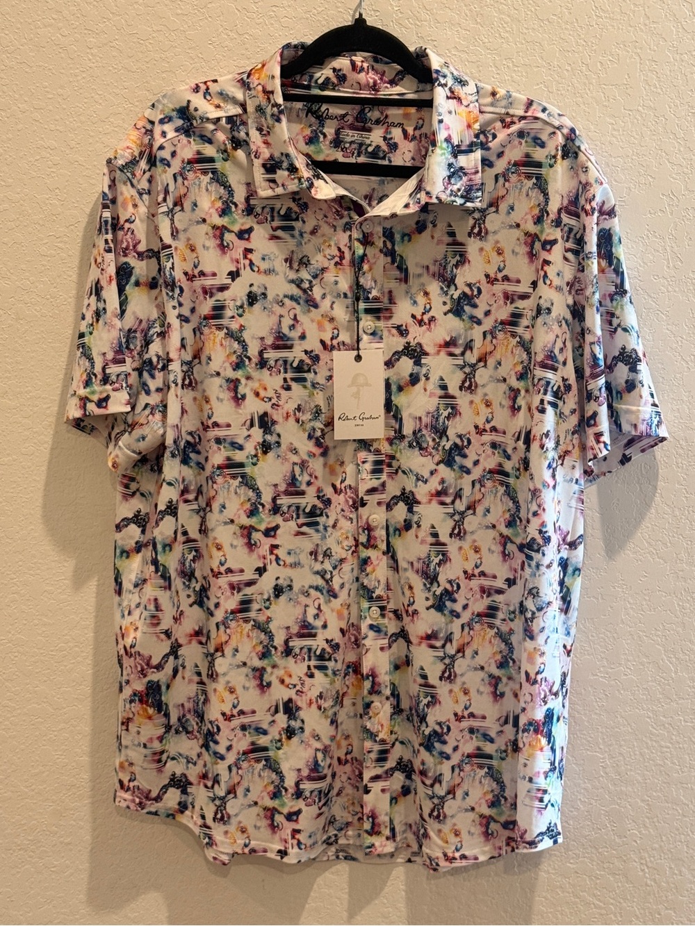 Robert Graham White Multicolor Abstract Print Short-Sleeve Shirt